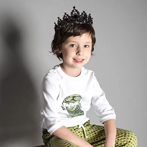 Corona di cristallo per ragazze Fascia da principessa elfo da donna nera Festa di compleanno del ballo di fine anno miniatura 3