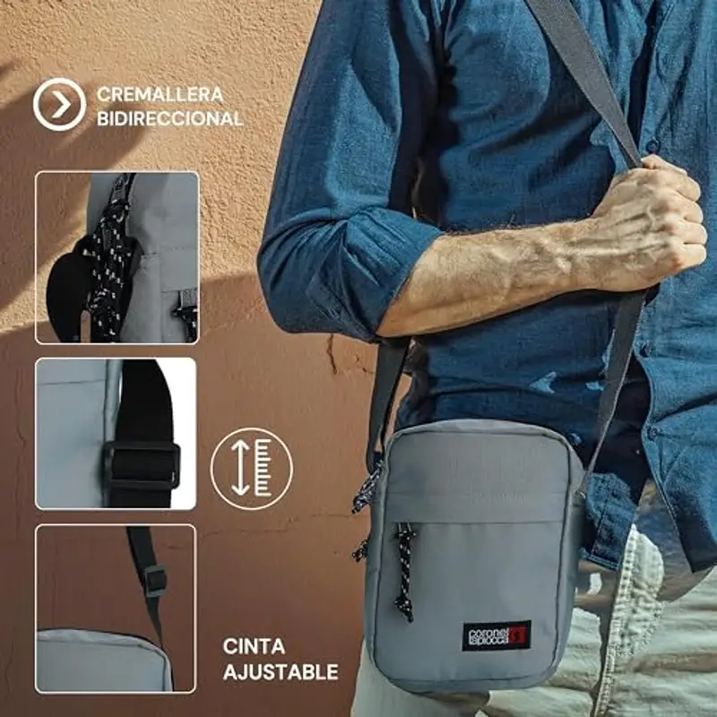 Coronel Tapiocca Borsa a tracolla Uomo Grigio 1886140 miniatura 3