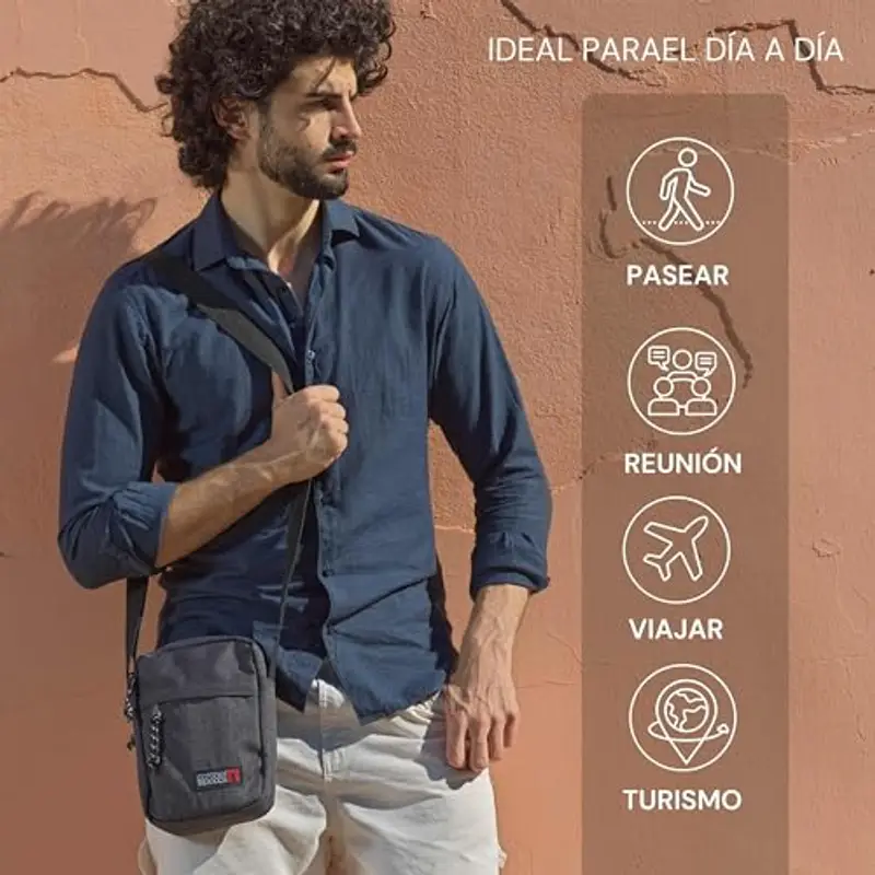 Coronel Tapiocca Borsa Da Uomo, Tracolla Grigio (Grey), 17.5x22x5.7 miniatura 2