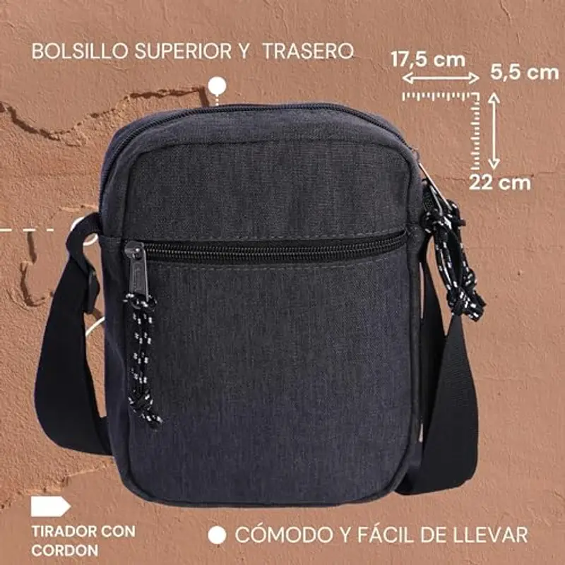 Coronel Tapiocca Borsa Da Uomo, Tracolla Grigio (Grey), 17.5x22x5.7 miniatura 3