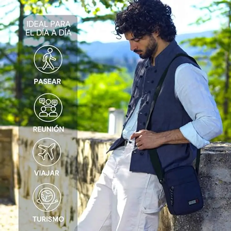 Coronel Tapiocca Borsa Da Uomo, Tracolla Marino, 17.5x22x5.6 miniatura 2