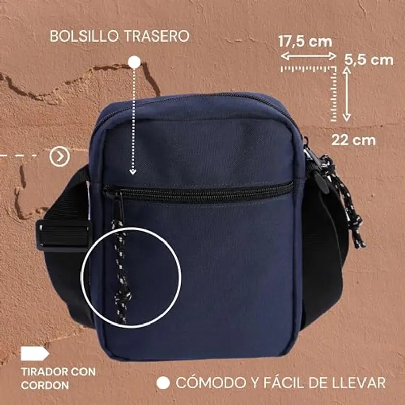 Coronel Tapiocca Borsa Da Uomo, Tracolla Marino, 17.5x22x5.6 miniatura 3