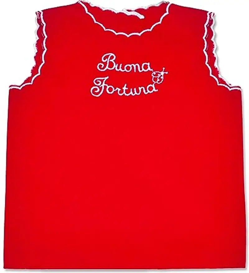 Corredino Neonato Camicina ricamata buona fortuna made in italy puro cotone camicia Buona fortuna rossa