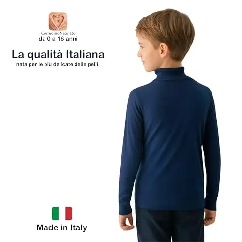 Corredino Neonato Lupetto Blu Bambino e Bambina a Collo Alto – Maglia Termica Invernale in Caldo Cotone – Morbido miniatura 2