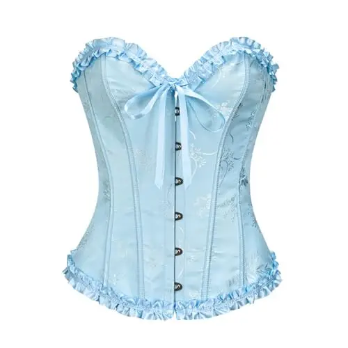 Corsetto Nero Donna Push Up Overbust Elegante Bustino Halloween Corsetti Shapewear Lingerie Lace Waist Corsage Bustino
