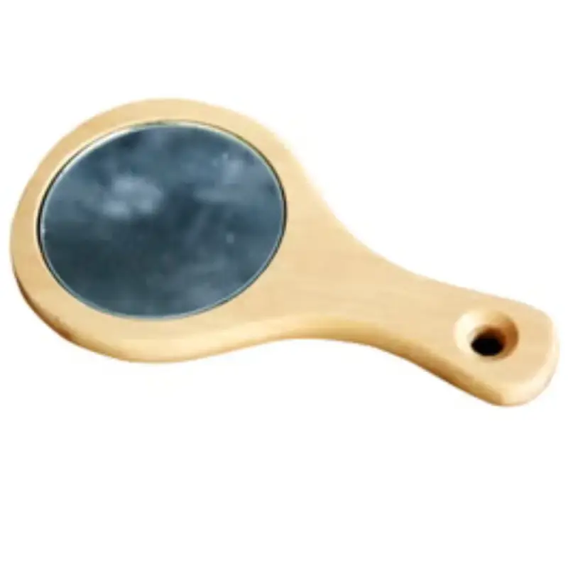 Specchietto Tondo con Manico in Legno