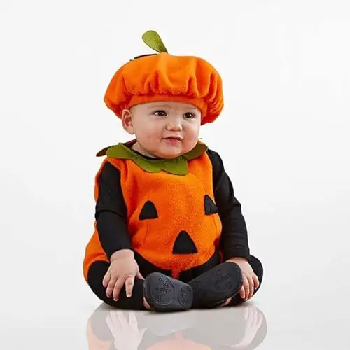 Costumi Halloween Neonati Zucca Completo Tutina Neonati Invernali Completi Halloween Neonata 2 Pezzi Pagliaccetto Zucca miniatura 3