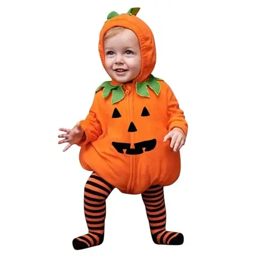 Costumi Halloween Neonati Zucca Completo Tutina Neonati Invernali Completi Halloween Neonata 2 Pezzi Pagliaccetto Zucca