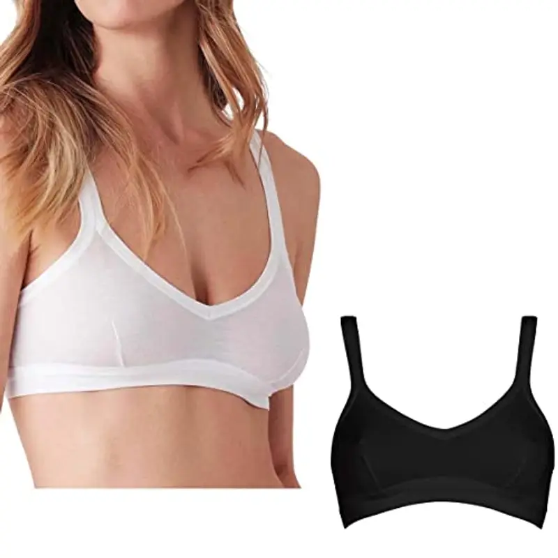 Cotonella 2 Brassiere Cotone Elasticizzato. 1 Nero + 1 Bianco Terza