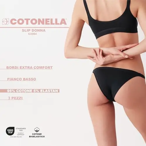Cotonella, Tanga in Morbido Cotone Bielastico - bordi Extracomfort - Confezione multipack da 3 Pezzi miniatura 3