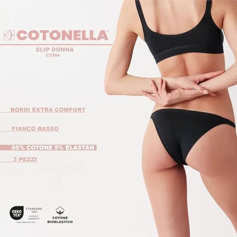 Cotonella, Tanga in Morbido Cotone Bielastico - Bordi Extracomfort - Confezione Multipack da 3 Pezzi - Art. 3364K3 miniatura 3