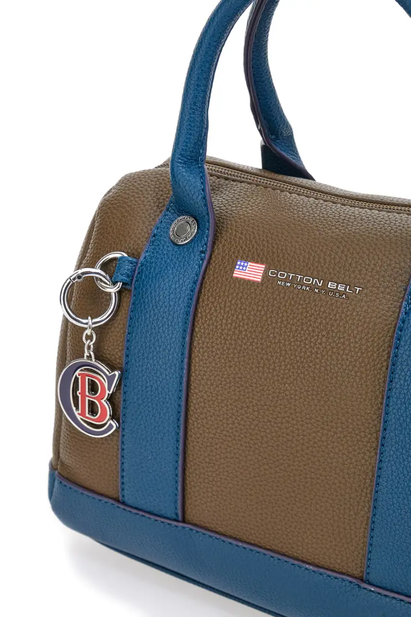 Borsa marrone e blu con doppi manici Cotton Belt K19, 045, B028 [FANGO] miniatura 2