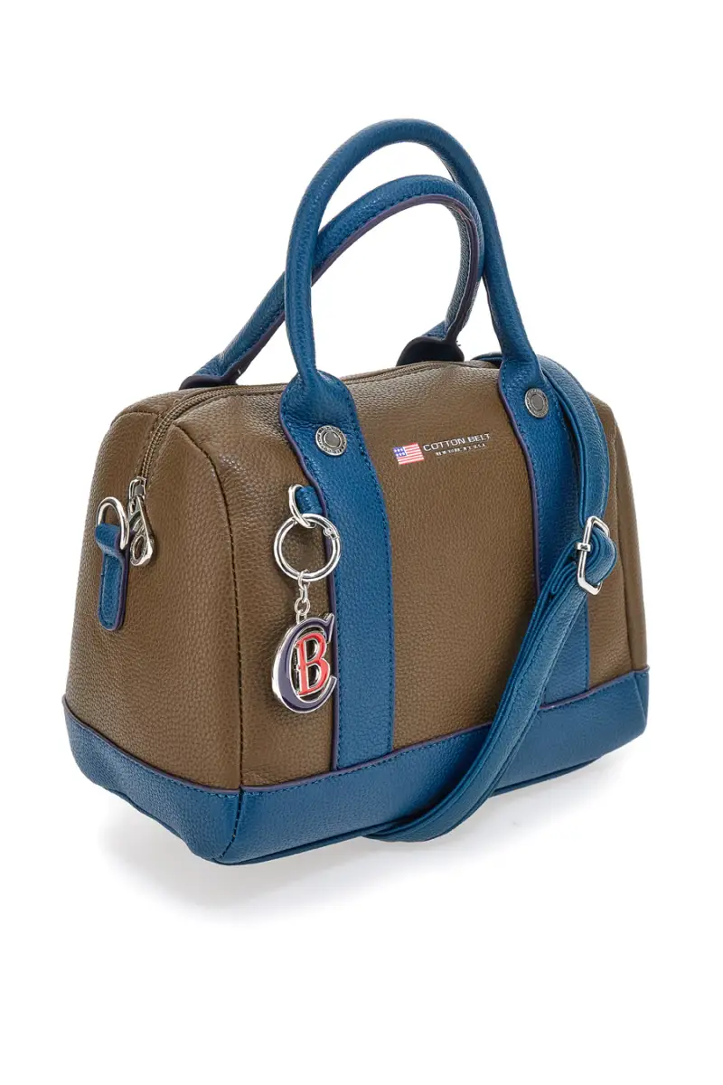 Borsa marrone e blu con doppi manici Cotton Belt K19, 045, B028 [FANGO] miniatura 3
