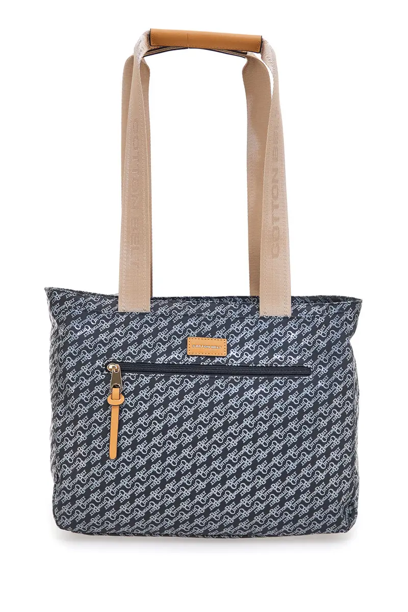 Borsa nera con stampa monogram e manici in tessuto Cotton Belt K19038B001 [NERO]