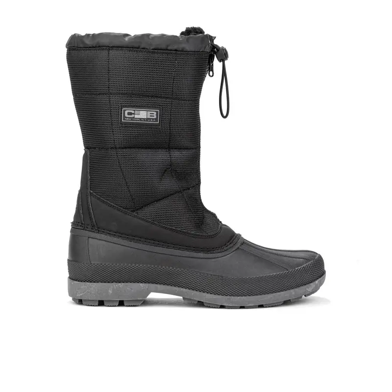 Doposci neri da uomo con interno in peluche e coulisse