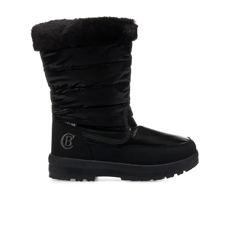 Doposci neri lucidi con interno in peluche