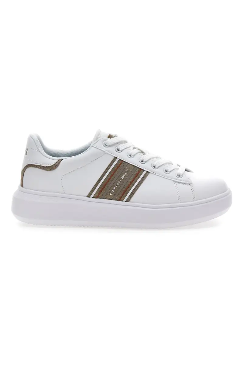 Sneakers bianche con bande laterali oro Cotton belt BRIGHTON 2 0 LTH [BIANCO]
