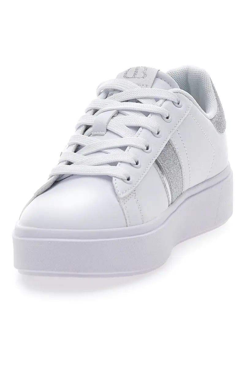 Sneakers Bianche con Dettagli Argentati COTTON BELT ANNUNZIATA LTH [WHITE miniatura 3