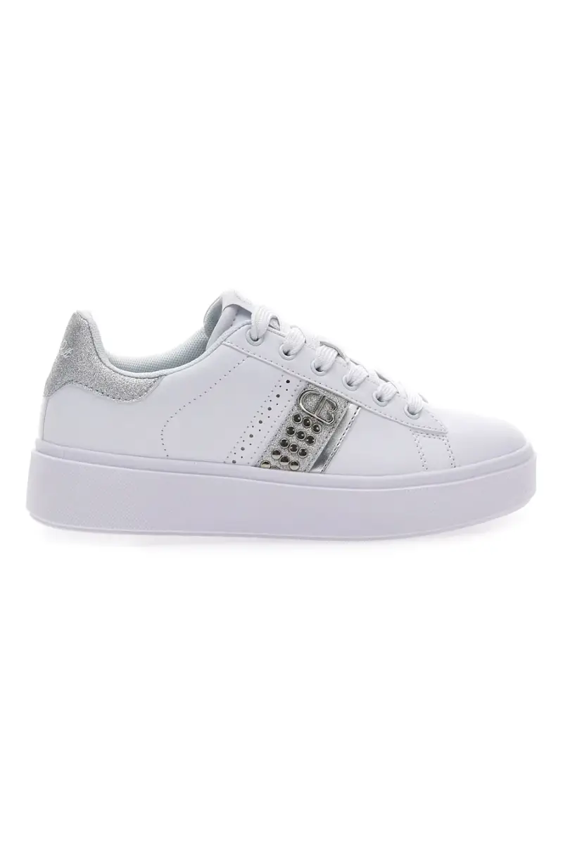 Sneakers Bianche con Dettagli Argentati COTTON BELT ANNUNZIATA LTH [WHITE