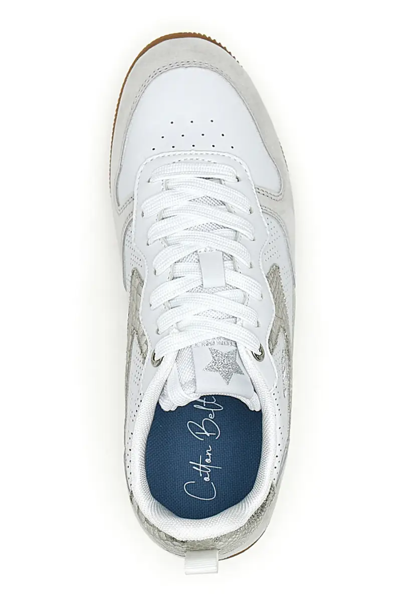 Sneakers bianche con dettagli metallizzati Cotton belt FROST LTH-METAL [WHITE miniatura 3