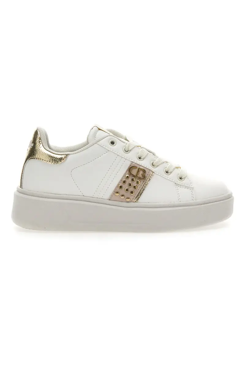 Sneakers Bianche e Con Dettagli Oro Cotton Belt Kips [BIANCO]