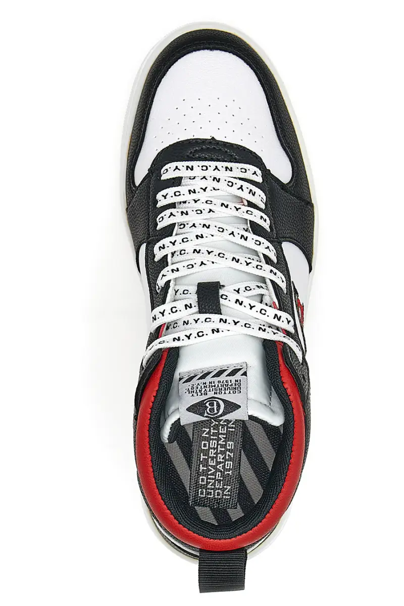 Sneakers Mid Cut Cotton Belt Karim Nero-Rosso [BIANCO miniatura 5