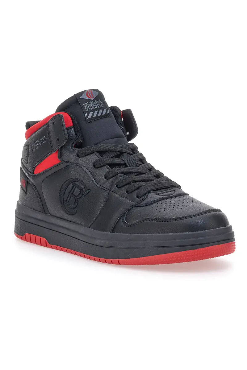 Sneakers Mid-Cut Nere e Rosse COTTON BELT CBM324544 [BLACK SCARLET] miniatura 2