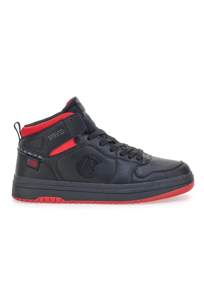 Sneakers Mid-Cut Nere e Rosse COTTON BELT CBM324544 [BLACK SCARLET]