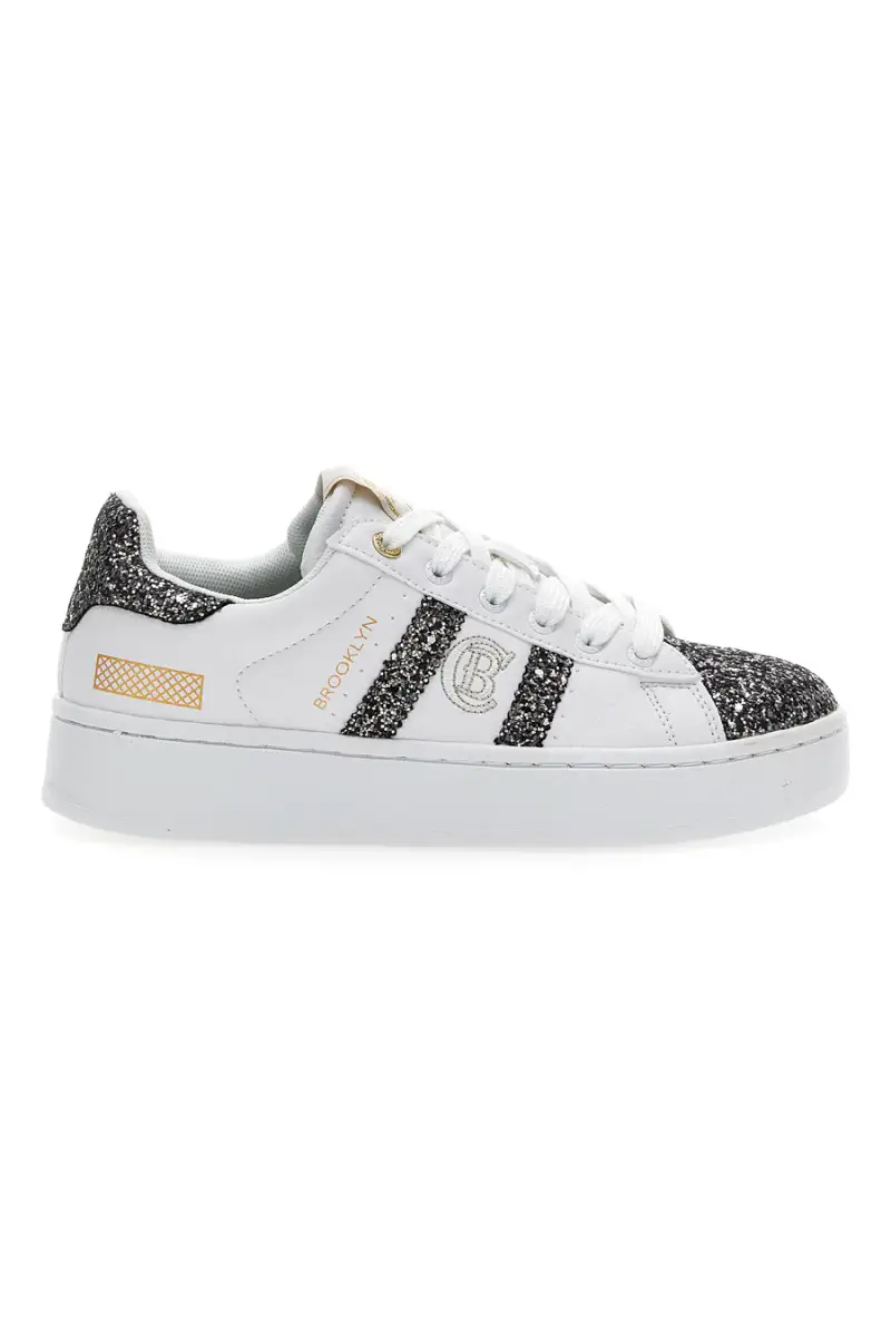 Sneakers Platform Cotton Belt Yard Glitter Bianche [BIANCO