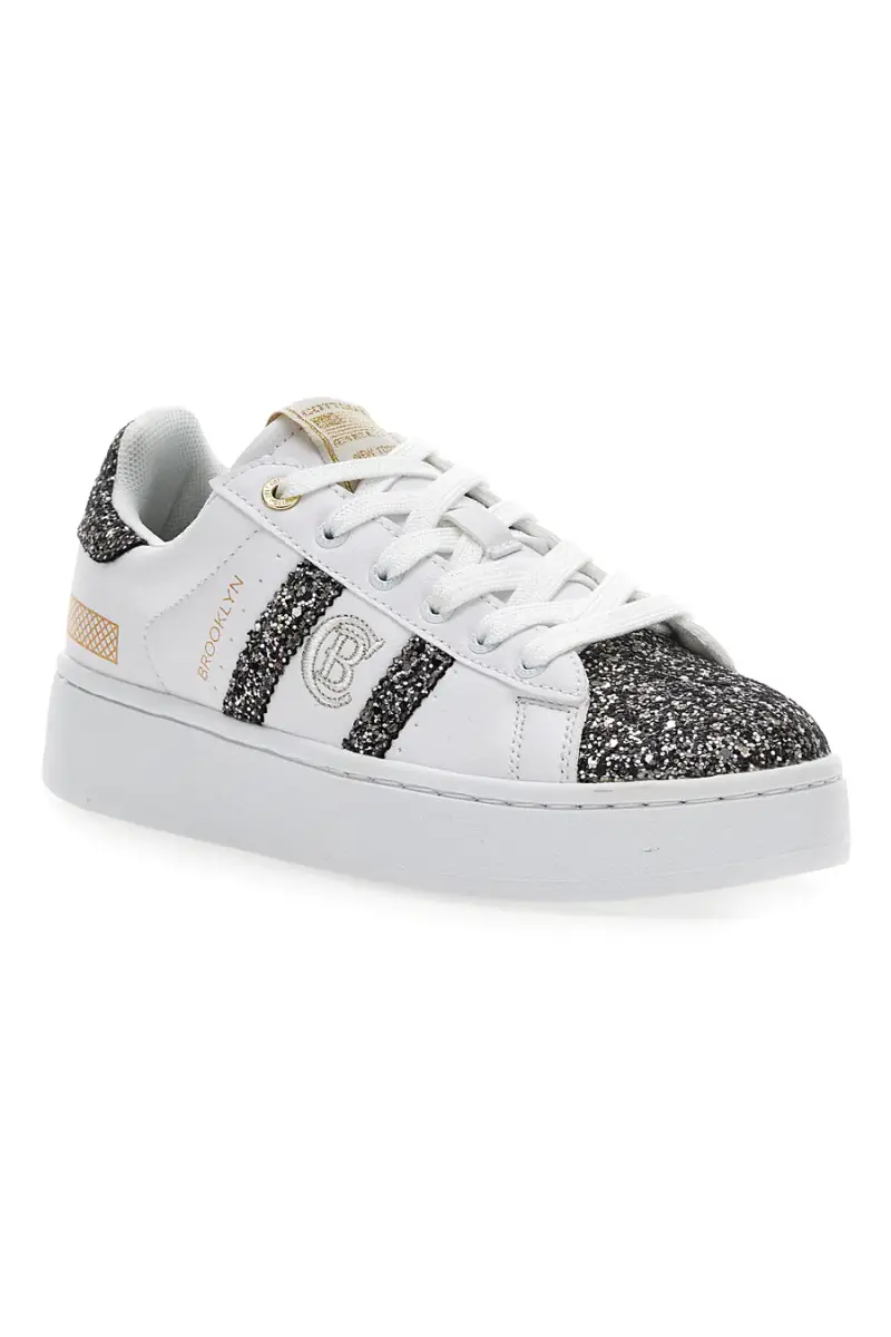 Sneakers Platform Cotton Belt Yard Glitter Bianche [BIANCO miniatura 2