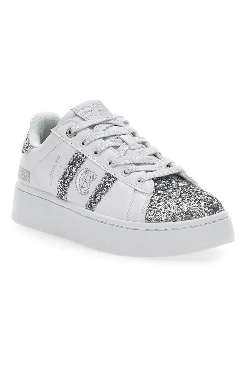 Sneakers Platform Cotton Belt Yard Glitter Bianche [WHITE miniatura 2