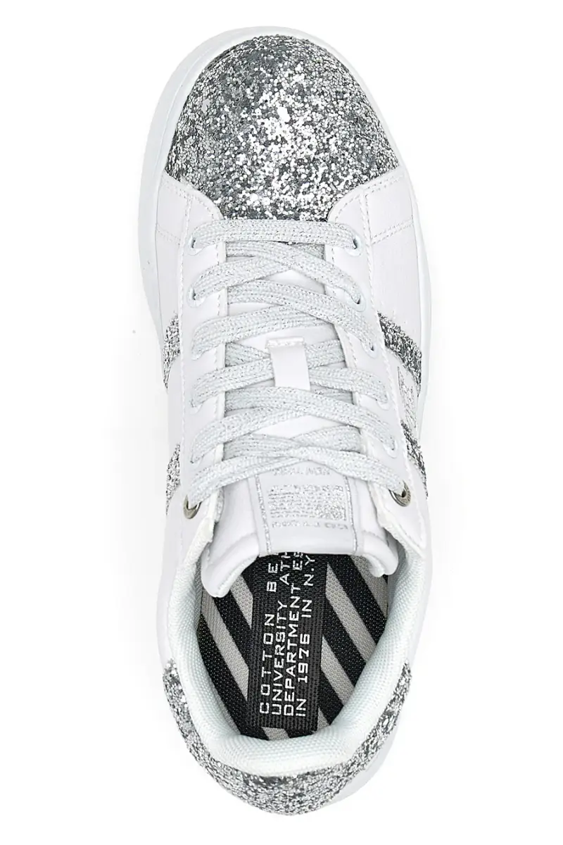 Sneakers Platform Cotton Belt Yard Glitter Bianche [WHITE miniatura 5