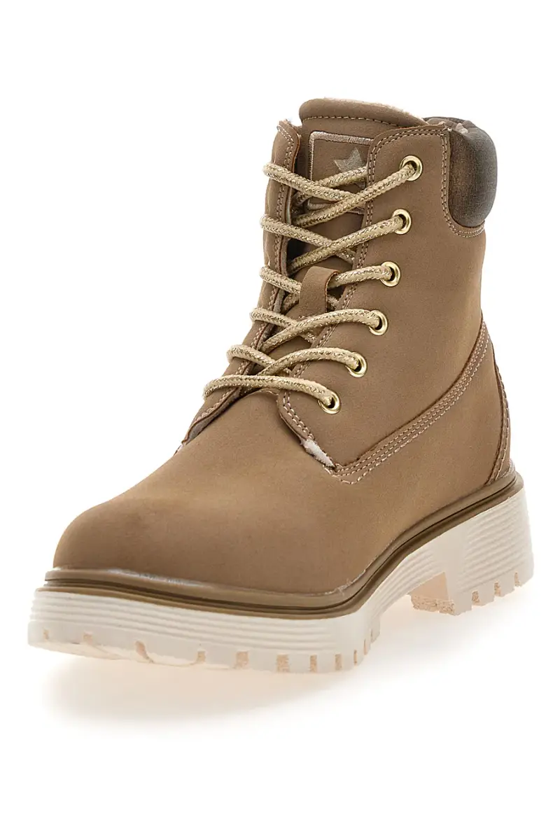 Stivaletti beige imbottiti suola carrarmato Cotton belt Ellie Nbk [MONTONE] miniatura 3