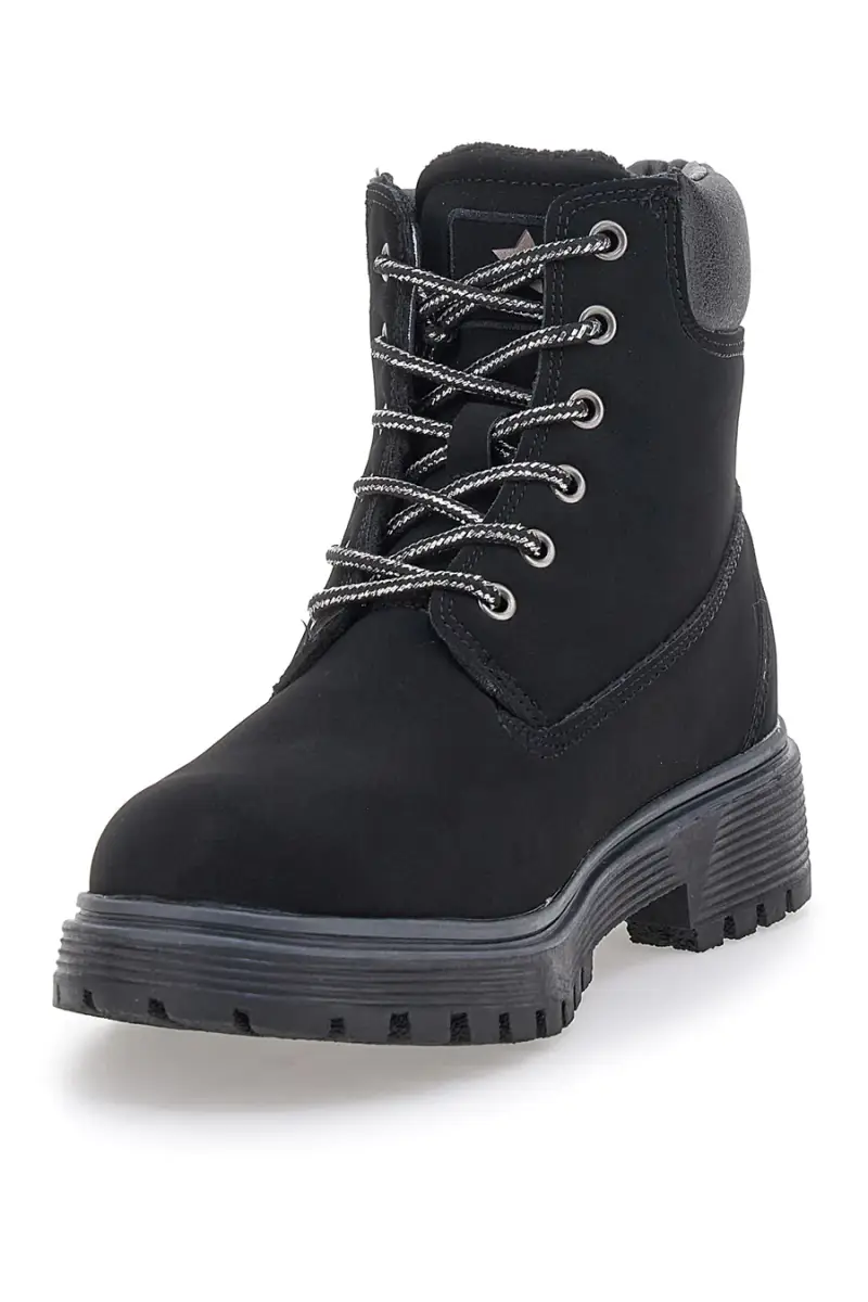 Stivaletti neri imbottiti suola carrarmato Cotton belt Ellie Nbk [NERO] miniatura 3