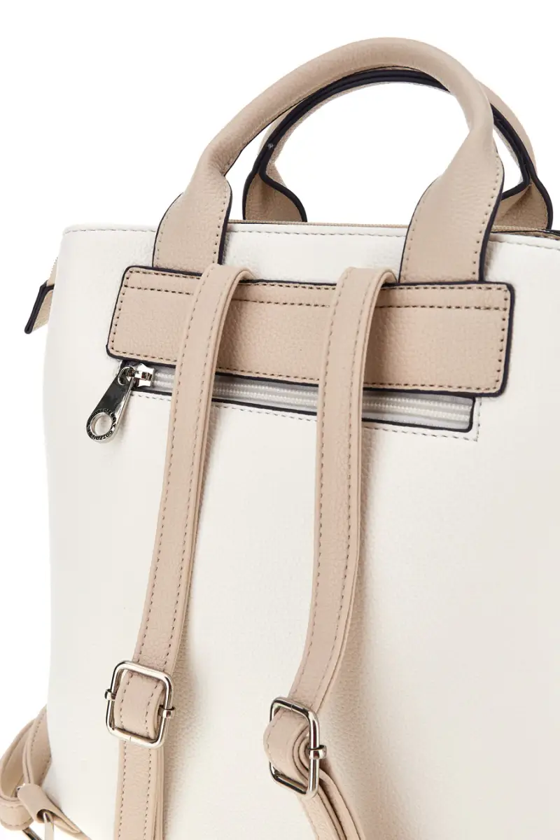 Zaino Borsa bianca e beige con manici e charm decorativo Cotton belt 19,045,B005 [BIANCO miniatura 3