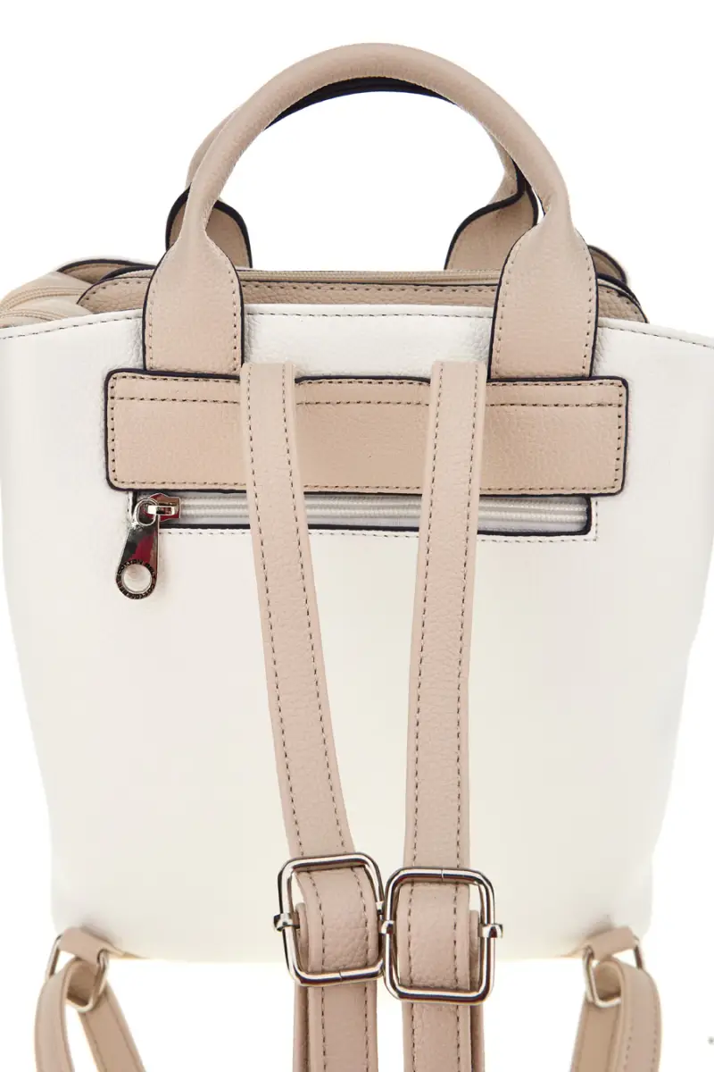 Zaino Borsa bianca e beige con manici e charm decorativo Cotton belt 19,045,B005 [BIANCO miniatura 5