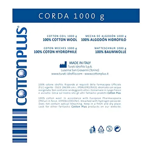 Cotton Plus CORDA 1000 g - LINEA PROFESSIONALE | 100% PURO COTONE IDROFILO CARDATO PER USO PROFESSIONALE | Morbido e miniatura 2