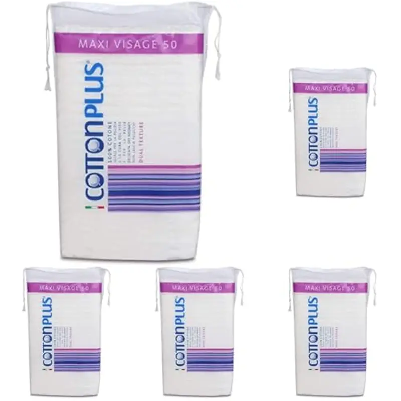Cotton Plus MAXI VISAGE 50 pz. - LINEA BEAUTY | DISCHETTI PRETAGLIATI 100% PURO COTONE | Dischetti struccanti per la