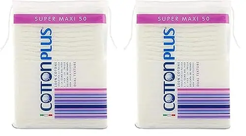 Cotton Plus Super Maxi 50 pz. - LINEA BEAUTY | DISCHETTI PRETAGLIATI 100% PURO COTONE | Dischetti struccanti XL per la