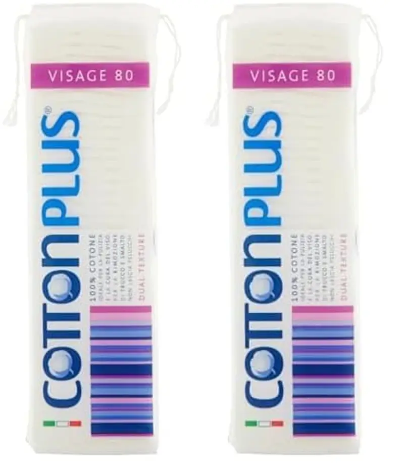 Cotton Plus VISAGE 80 pz. - LINEA BEAUTY | DISCHETTI PRETAGLIATI 100% PURO COTONE | Dischetti struccanti per la pulizia