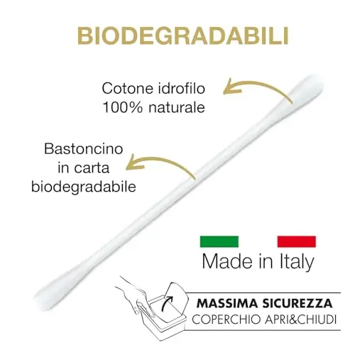 Cotton Sound GOLD Bastoncini Cotonati 1 confezione x 300 Pezzi, Scatola Apri e Chiudi, Bastoncini Cotonati in Carta miniatura 2