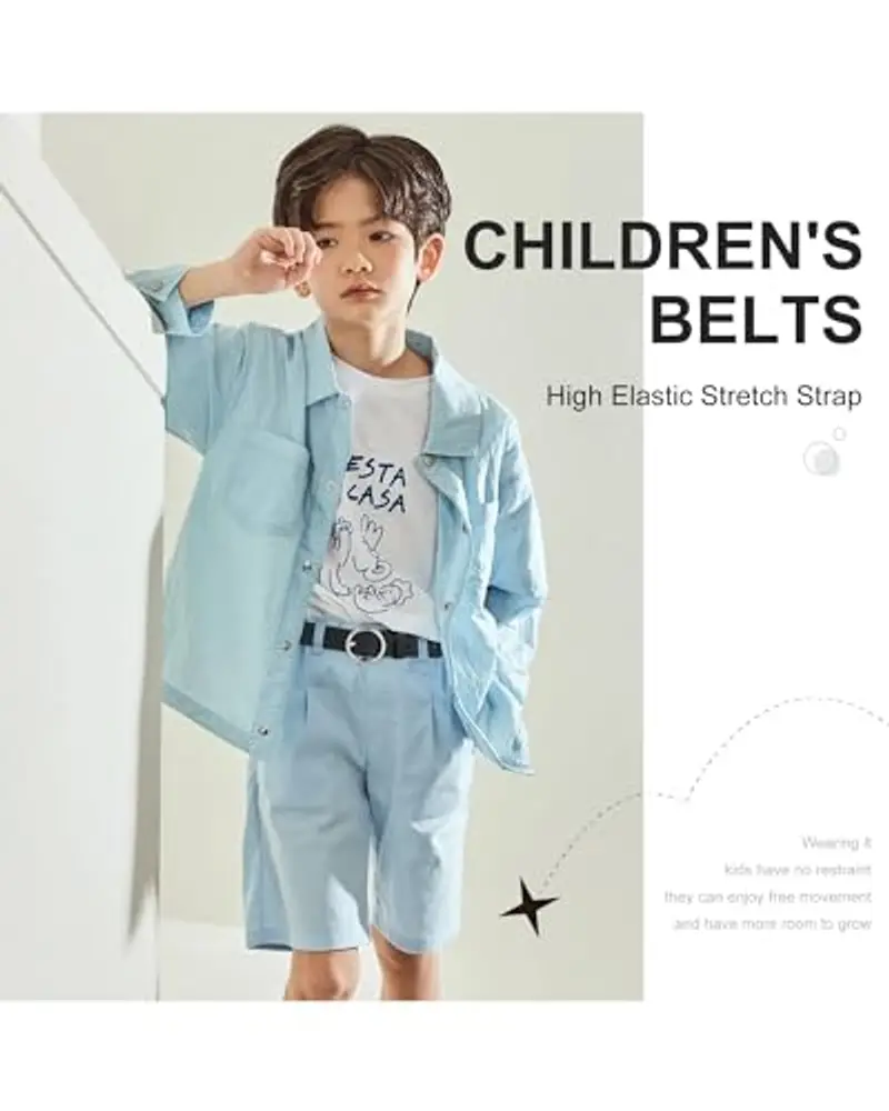 Coubeau Cintura Elastica in pelle per Bambini - Cintura Elasticizzata per 3-16 Ragazze e Ragazzi 16"-31, 5" miniatura 2