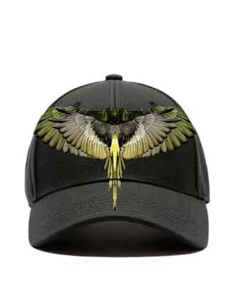 marcelo burlon cappello baseball nero con stampa ali verde