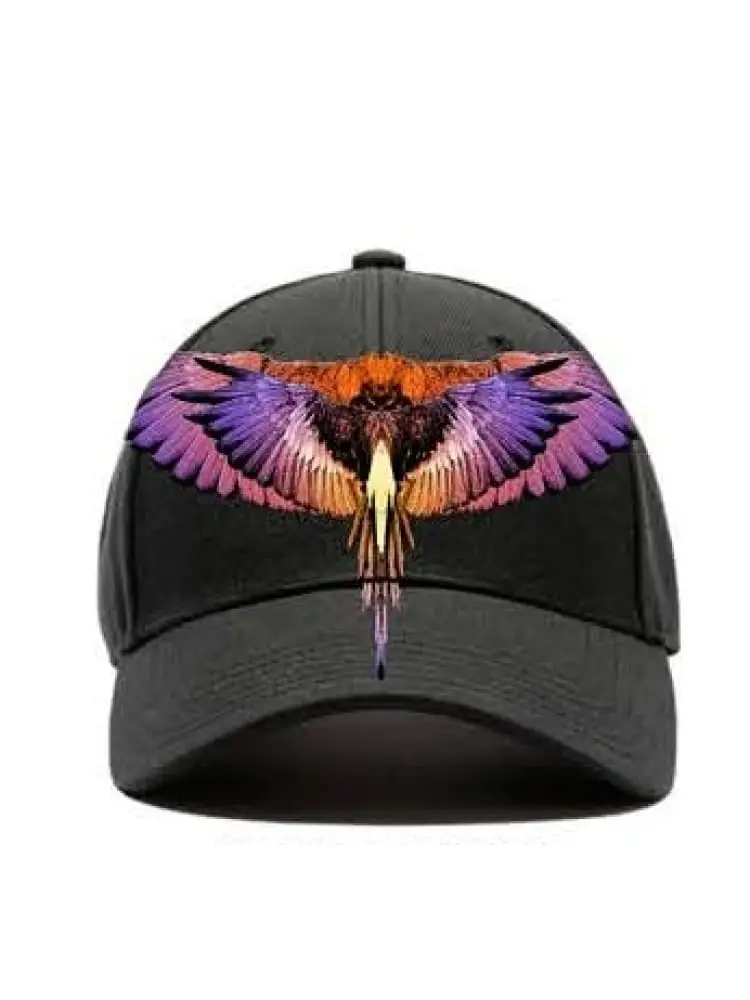 marcelo burlon cappello baseball nero con stampa ali viola arancio