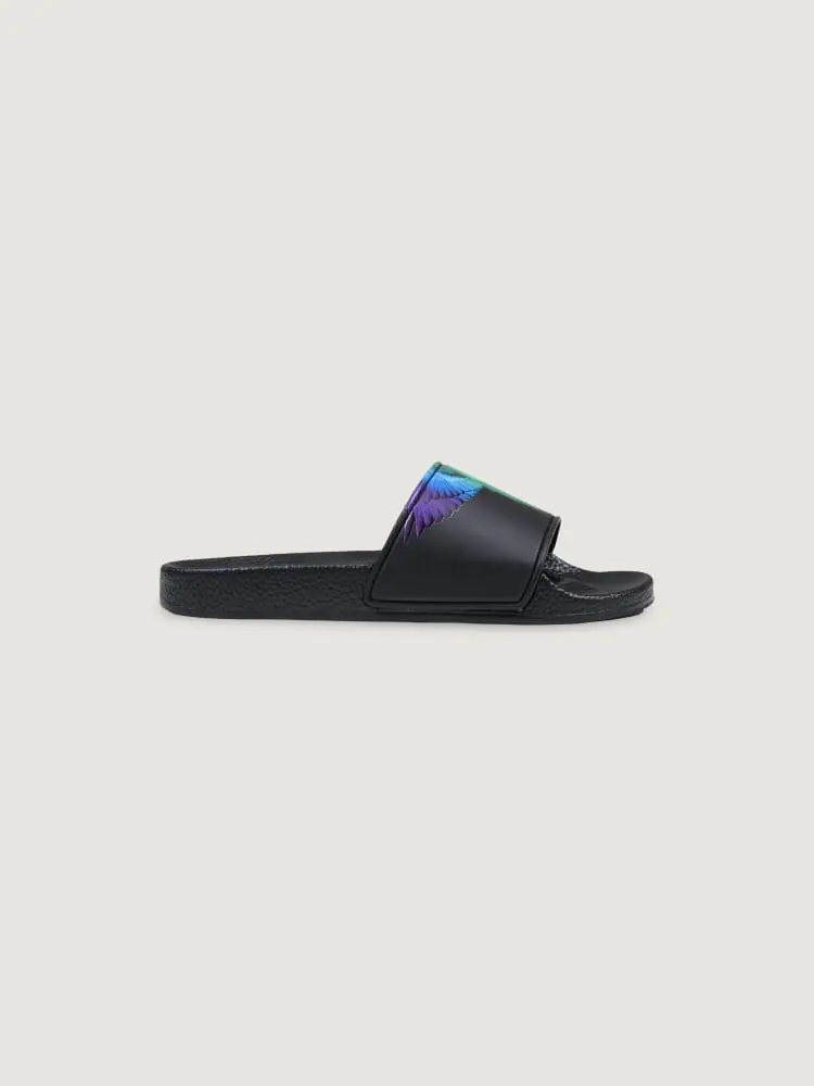 marcelo burlon ciabatta sliders nera con stampa ali multicolor