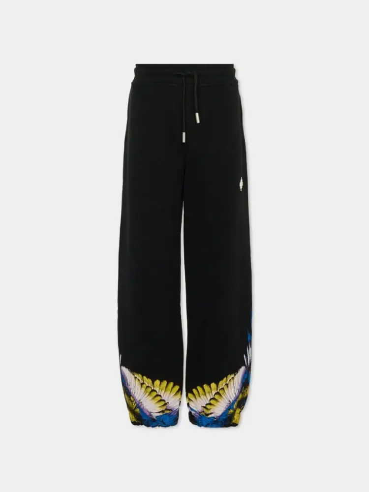 marcelo burlon pantaloni kids/junior in cotone nero constampa ali