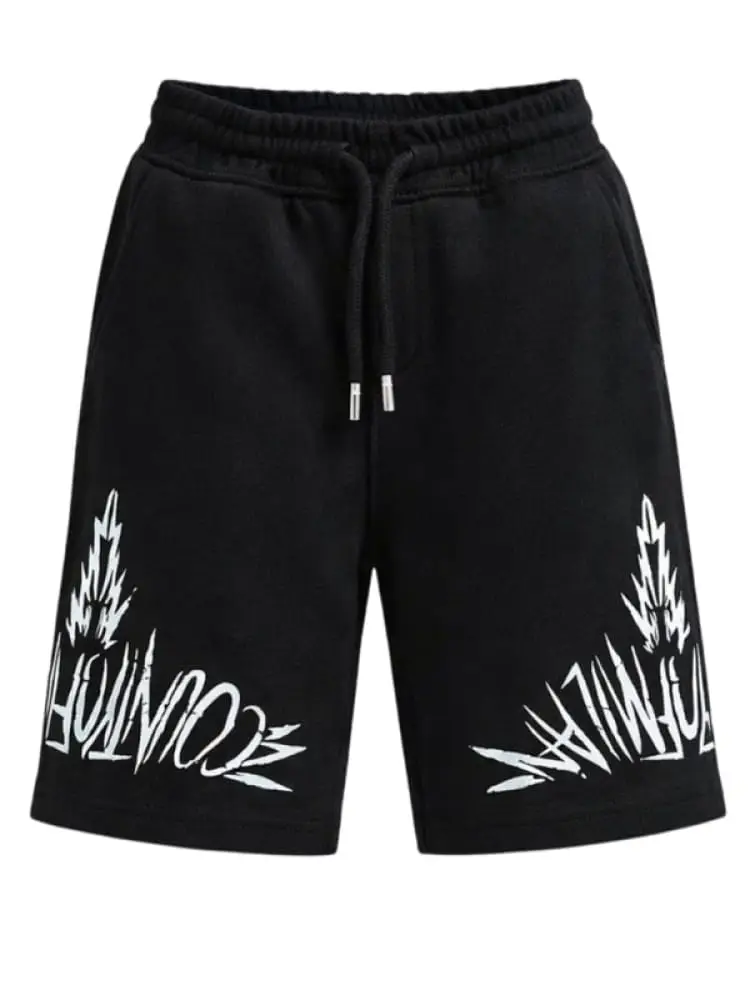 short kids/junior in cotone nero con logo