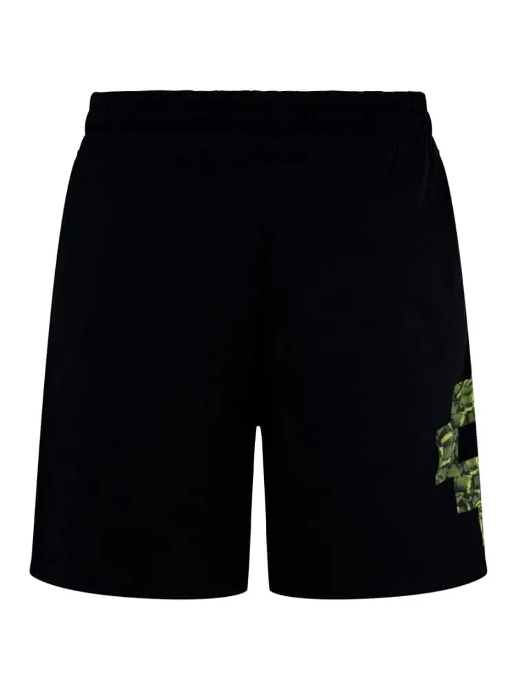 shorts uomo in cotone nero con stampa croce snake verde miniatura 2