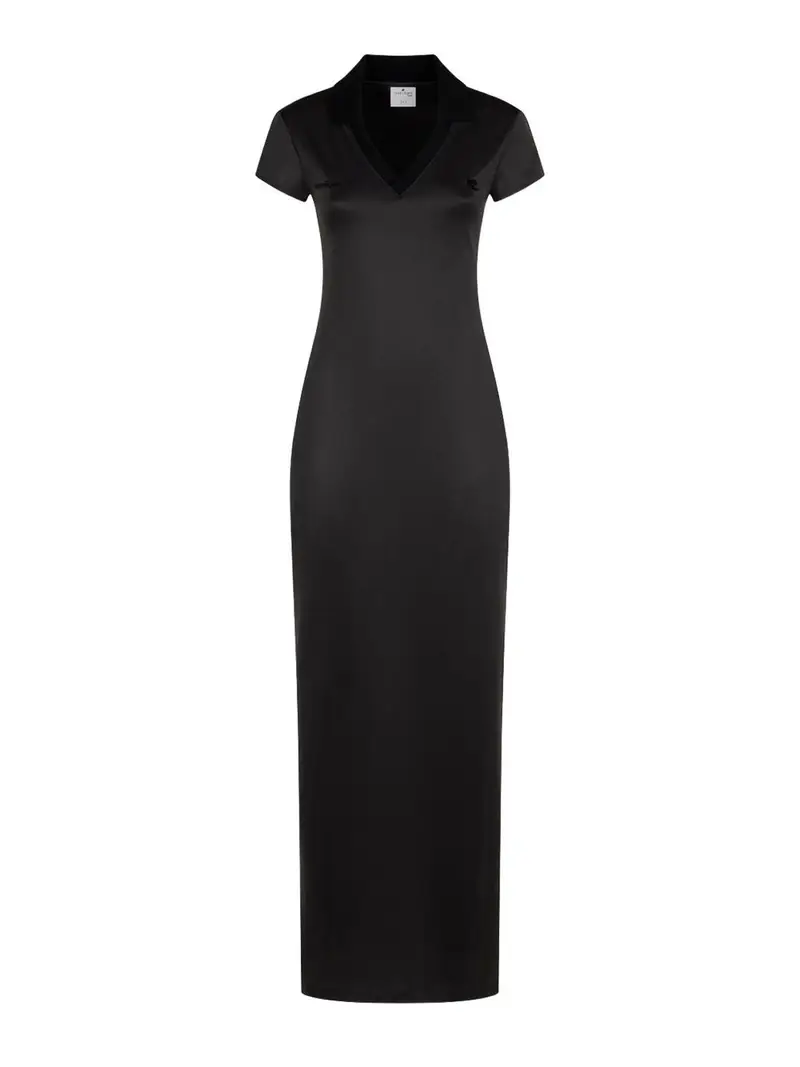 Abito Lungo Con Scollo A V Nero