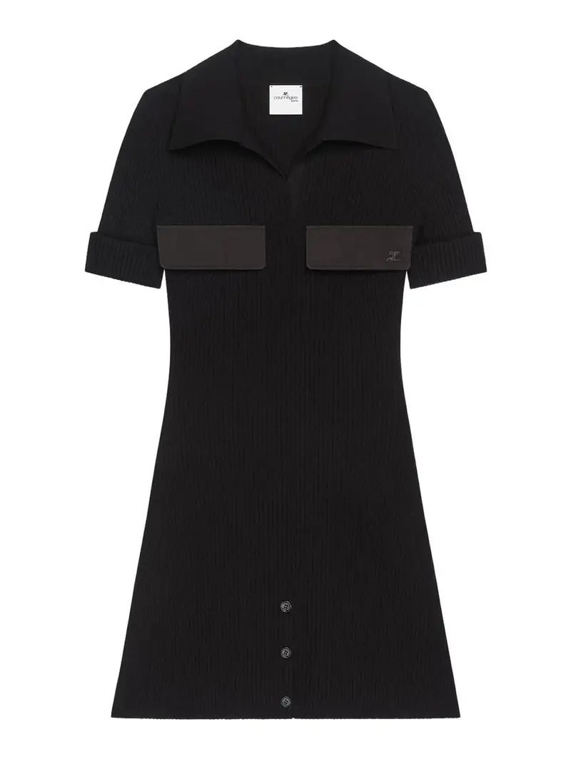 Abito Midi A Coste Nero